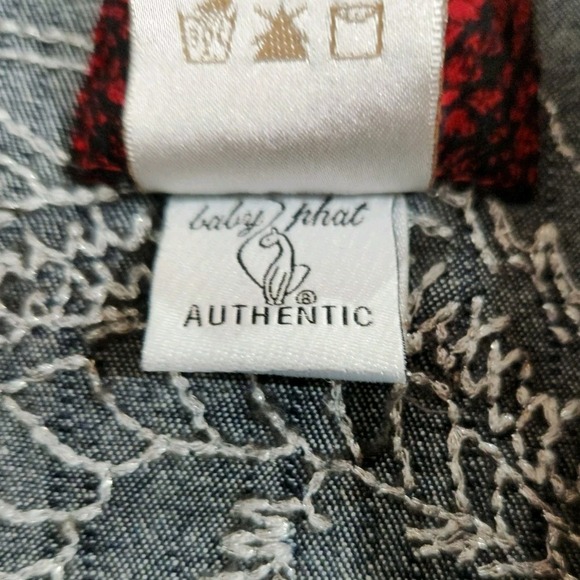 Baby Phat Womens Denim Vest Size Large Vintage Authentic Dragon Embroidered - Picture 9 of 10